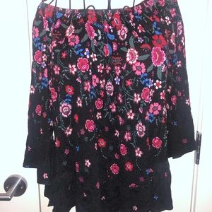 Style & Co black and floral off shoulder top